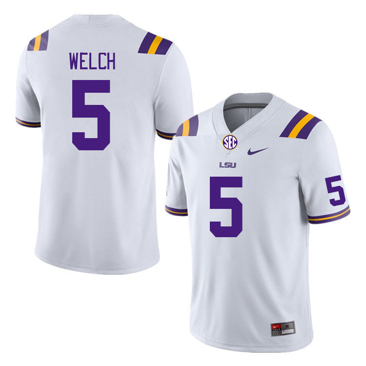Men #5 Laterrance Welch LSU Tigers College Football Jerseys Stitched Sale-White - Click Image to Close